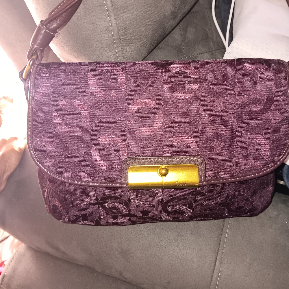 Coach Kristin Op Art Shoulder Bag with Gold Accent